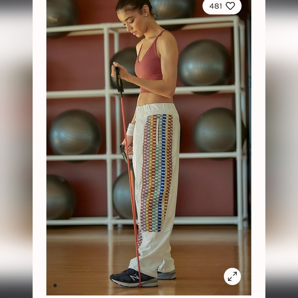 New Free People Movement Kaleidoscope Embroidered Pants sz Small - Picture 2 of 9